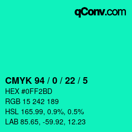 Color code: CMYK 94 / 0 / 22 / 5 | qconv.com