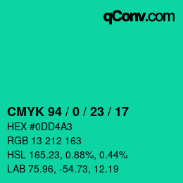 カラーコード: CMYK 94 / 0 / 23 / 17 | qconv.com