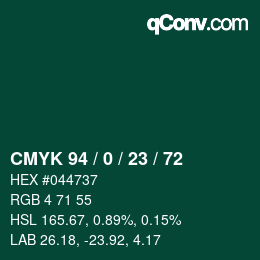 Color code: CMYK 94 / 0 / 23 / 72 | qconv.com