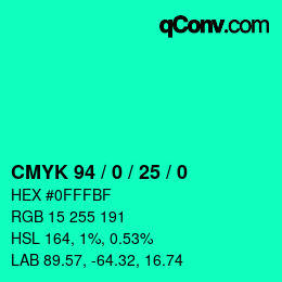 Color code: CMYK 94 / 0 / 25 / 0 | qconv.com