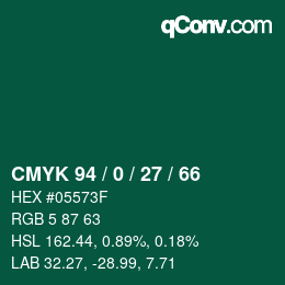 Color code: CMYK 94 / 0 / 27 / 66 | qconv.com