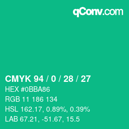 Color code: CMYK 94 / 0 / 28 / 27 | qconv.com