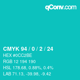 カラーコード: CMYK 94 / 0 / 2 / 24 | qconv.com