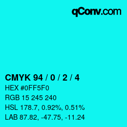 カラーコード: CMYK 94 / 0 / 2 / 4 | qconv.com