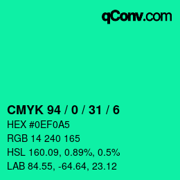 Color code: CMYK 94 / 0 / 31 / 6 | qconv.com