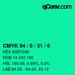 Color code: CMYK 94 / 0 / 31 / 6 | qconv.com