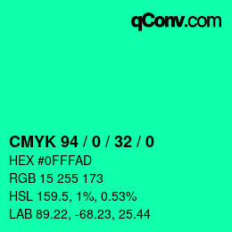 Color code: CMYK 94 / 0 / 32 / 0 | qconv.com