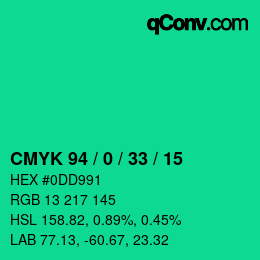 Color code: CMYK 94 / 0 / 33 / 15 | qconv.com