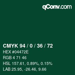 Color code: CMYK 94 / 0 / 36 / 72 | qconv.com