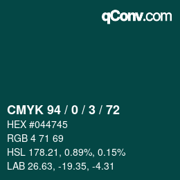 Color code: CMYK 94 / 0 / 3 / 72 | qconv.com