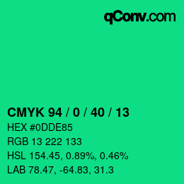 カラーコード: CMYK 94 / 0 / 40 / 13 | qconv.com