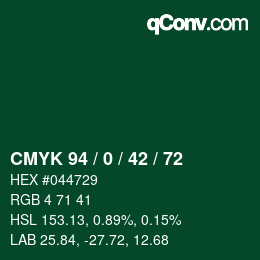Color code: CMYK 94 / 0 / 42 / 72 | qconv.com