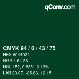 Color code: CMYK 94 / 0 / 43 / 75 | qconv.com