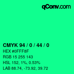 Color code: CMYK 94 / 0 / 44 / 0 | qconv.com