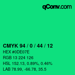 Código de color: CMYK 94 / 0 / 44 / 12 | qconv.com