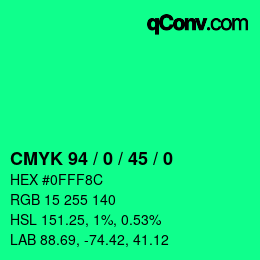 Color code: CMYK 94 / 0 / 45 / 0 | qconv.com