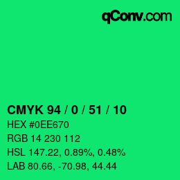 Código de color: CMYK 94 / 0 / 51 / 10 | qconv.com
