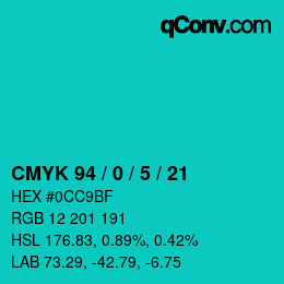 Color code: CMYK 94 / 0 / 5 / 21 | qconv.com