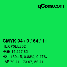 Color code: CMYK 94 / 0 / 64 / 11 | qconv.com