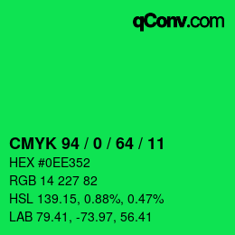 Color code: CMYK 94 / 0 / 64 / 11 | qconv.com