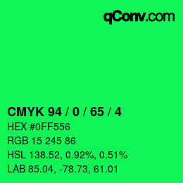 Color code: CMYK 94 / 0 / 65 / 4 | qconv.com