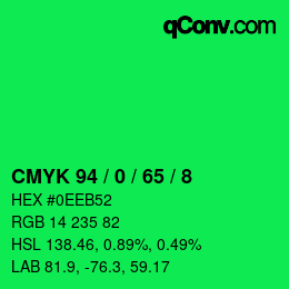 Color code: CMYK 94 / 0 / 65 / 8 | qconv.com