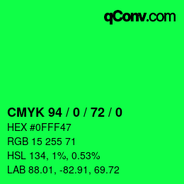 Color code: CMYK 94 / 0 / 72 / 0 | qconv.com