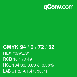 Color code: CMYK 94 / 0 / 72 / 32 | qconv.com