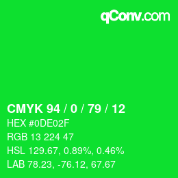 Color code: CMYK 94 / 0 / 79 / 12 | qconv.com