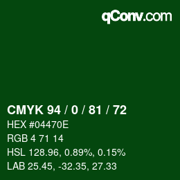 Color code: CMYK 94 / 0 / 81 / 72 | qconv.com