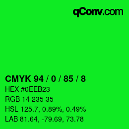 Color code: CMYK 94 / 0 / 85 / 8 | qconv.com