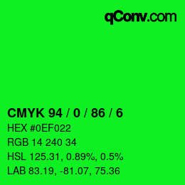 Farbcode: CMYK 94 / 0 / 86 / 6 | qconv.com