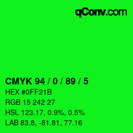 颜色代码: CMYK 94 / 0 / 89 / 5 | qconv.com