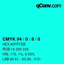 颜色代码: CMYK 94 / 0 / 8 / 0 | qconv.com