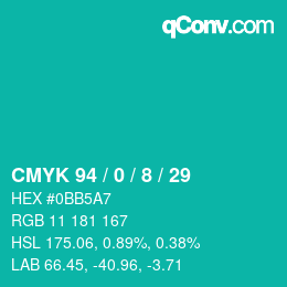 Color code: CMYK 94 / 0 / 8 / 29 | qconv.com