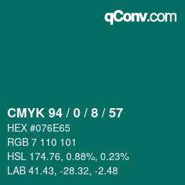 Color code: CMYK 94 / 0 / 8 / 57 | qconv.com