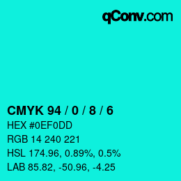 Color code: CMYK 94 / 0 / 8 / 6 | qconv.com