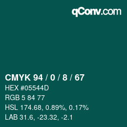 Color code: CMYK 94 / 0 / 8 / 67 | qconv.com