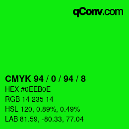 Color code: CMYK 94 / 0 / 94 / 8 | qconv.com
