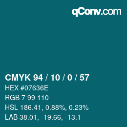 Color code: CMYK 94 / 10 / 0 / 57 | qconv.com