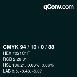 Código de color: CMYK 94 / 10 / 0 / 88 | qconv.com
