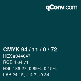 Color code: CMYK 94 / 11 / 0 / 72 | qconv.com