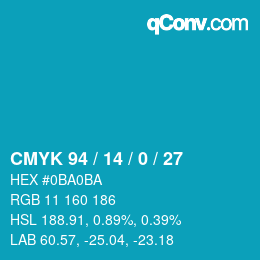 カラーコード: CMYK 94 / 14 / 0 / 27 | qconv.com
