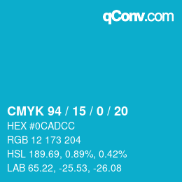 Color code: CMYK 94 / 15 / 0 / 20 | qconv.com