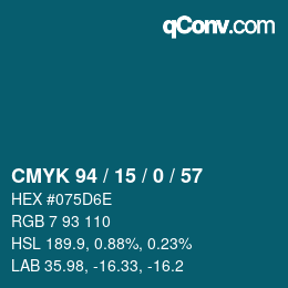 カラーコード: CMYK 94 / 15 / 0 / 57 | qconv.com