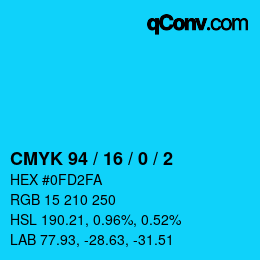 カラーコード: CMYK 94 / 16 / 0 / 2 | qconv.com