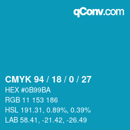 颜色代码: CMYK 94 / 18 / 0 / 27 | qconv.com