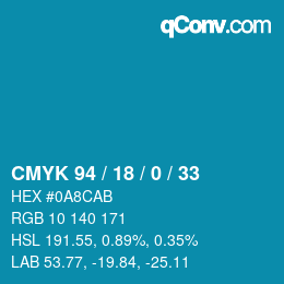 Color code: CMYK 94 / 18 / 0 / 33 | qconv.com