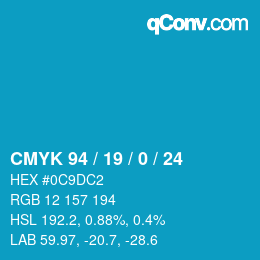 Color code: CMYK 94 / 19 / 0 / 24 | qconv.com