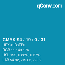 Código de color: CMYK 94 / 19 / 0 / 31 | qconv.com